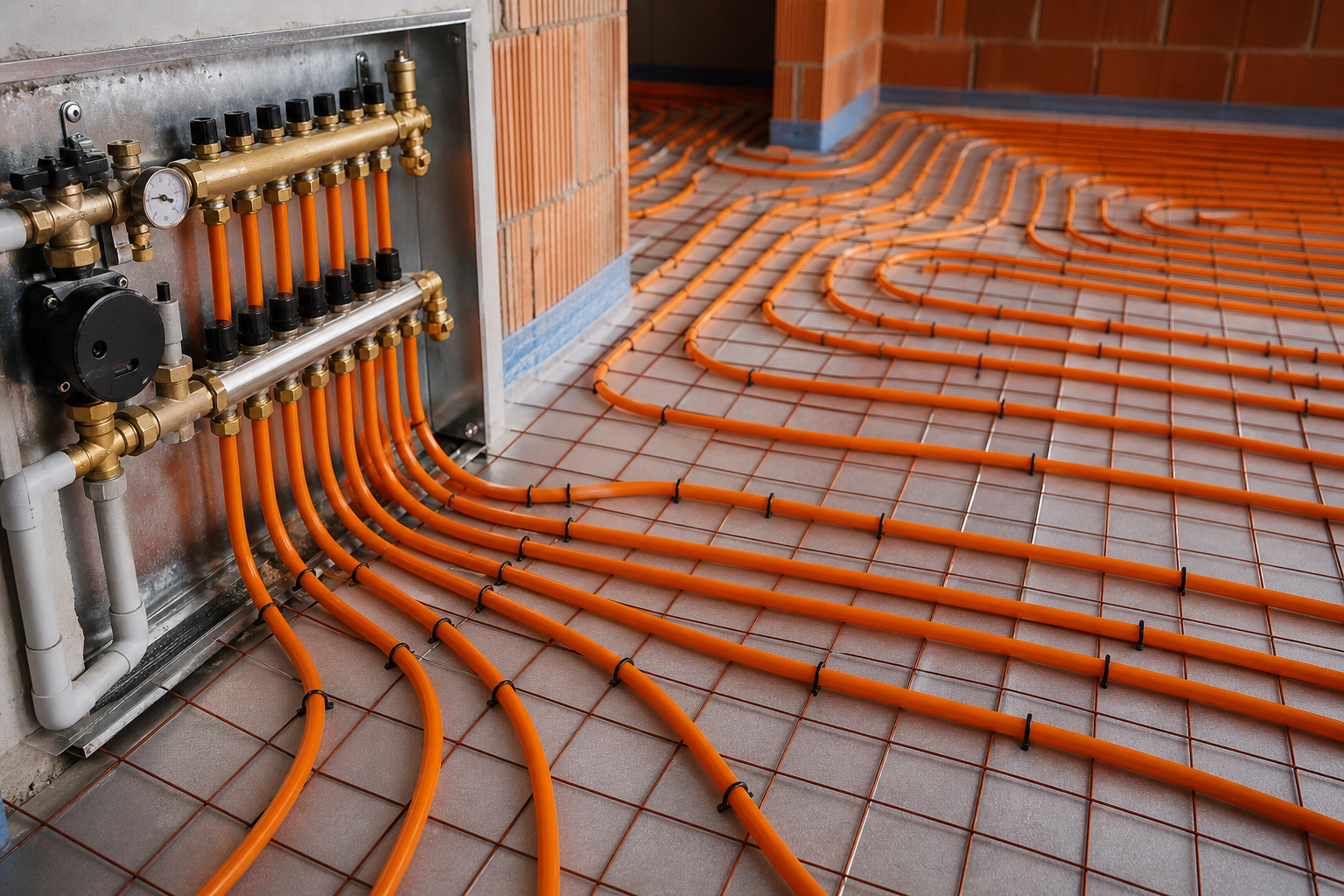 Infloor radiant heating tubing installation